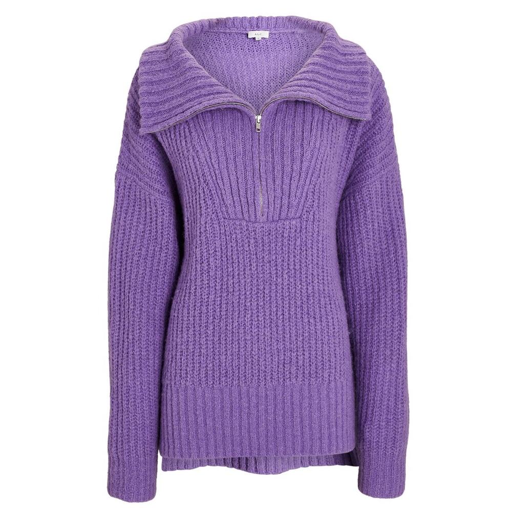 A.L.C. Everett Half-Zip Sweater in Purple